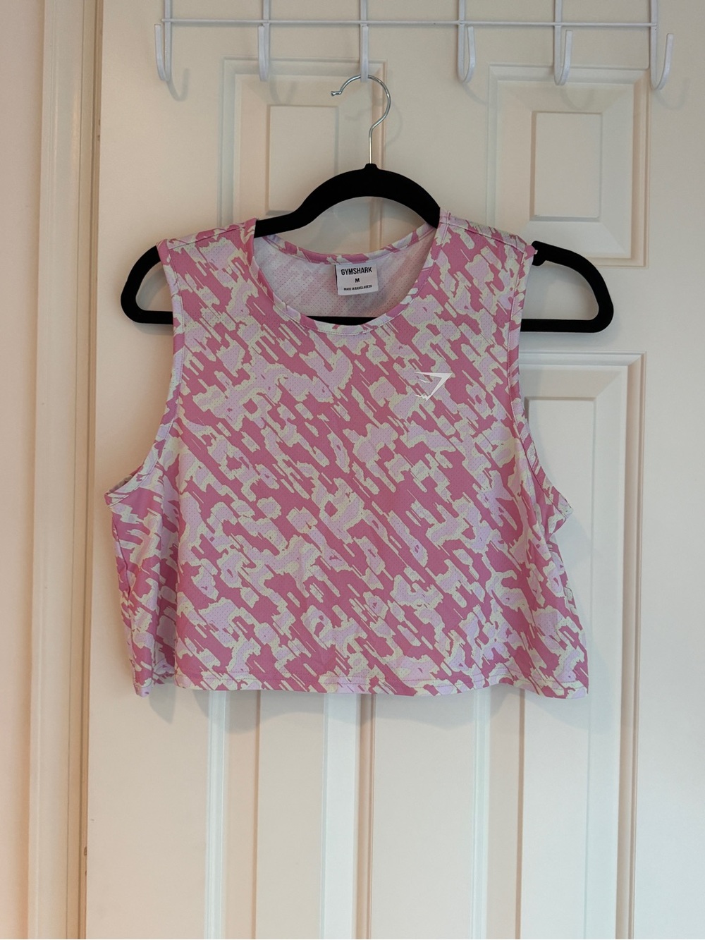 Gymshark Pink & White Abstract Crop Tank